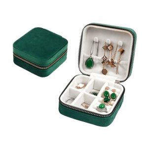 Mini Bo&icirc;te &Agrave; Bijoux En Velours Verte Pour Voyage - Neuf