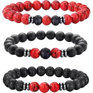 Eryi-Bracelets Perle Pour Homme, Réglables Bracelet Pierre Naturelle Homme, Bracelet Oeil De Tigre Pour Hommes, 8mm Pierres Bracelets Cadeau Bijoux Hommes - Neuf