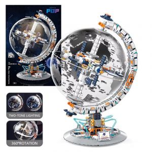 Ensemble de Construction Station Spatiale Futuriste - Globe Transparent Haute Technologie - jouets Cr&eacute;atif No&euml;l - Neuf