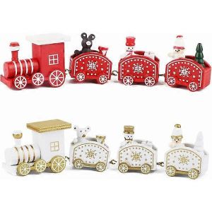 2pcs Petit Bois des d&eacute;corations de No&euml;l en Train Suspendu Train Caravane Forme de Bonhomme de neige du p&egrave;re No&euml;l Cadeaux originales pour la D&eacute;coration de l'Artisanat &agrave; la Maison dans la Partie Jardin - Neuf