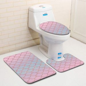 Ensemble de 3 tapis de bain antidérapants, tapis de bain contour, tapis de toilette (C) - Neuf