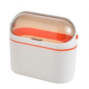 Poubelle de bureau orange pour cuisine, table basse, poubelle avec couvercle, seau de rangement, petite mini poubelle de bureau 20,5 x 10,2 x 19 cm - Neuf