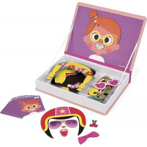 Mdy-- Magneti'book Crazy Faces Fille - Jeu Educatif Magn¿¿Tique 55 Pi¿¿Ces - D¿¿S 3 Ans, J02717, Rose - Neuf