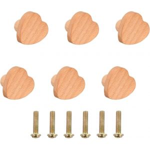 Yujtg-Bouton De Meuble, 6 Pièces Coeur Bouton En Bois, Boutons D'armoire Avec Vis, Poignées De Porte Et Tiroir Pour Chambre D'enfant, Chambre À Coucher, Cuisine, Ssalle De Bain - Neuf