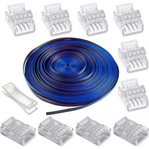 KALANKA-10m C&acirc;ble d'extension de Bande LED &agrave; 4 Broches Connecteur d'&eacute;clairage &agrave; Bande LED, RGB 5050 3528 2835 4 Pin Connecteur LED Bande Flexible C&acirc;ble Adaptateur Jumper 10 mm - Neuf