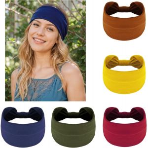 5pcs Bandeau Cheveux Femme Large &Eacute;lastique Doux Bandeau, Mode Afrique Headband Femme, Boh&egrave;me Serre Tete Femme Antid&eacute;rapants - Pour Yoga, Entra&icirc;nement - Neuf