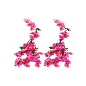 2 guirlandes artificielles de fleurs de cerisier rouges roses de 2,3 m - Neuf