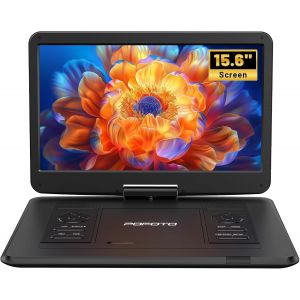 MEVRONISSHOP-Lecteur DVD Portable 17,5'' avec &Eacute;cran Pvotant HD 15,6"", 6h Autonomie, Compatible Multiformat Disques/SD/USB, sans R&eacute;gion, M&eacute;moire de Lecture, Sortie TV/Projecteur, Haut-parleurs St&eacute;r&eacute;o - Neuf
