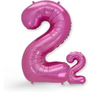 Ballon Géant Numéro 2 Rose-Ballon decoration anniversaire 2 ans-deco anniversaire 2 ans fille ou garcon-Gonflables à l'Hélium-Idéal pour Fêtes Filles et Garçons-Ballon 2 Rose - Neuf