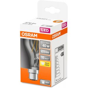 Led Star Ampoule Led À Filament Clair,Culot B22d,Blanc Chaud (2700k),Forme Ampoule,Remplace Les Ampoules Conventionnelles 40w,1-Pack - Neuf