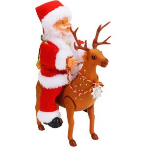 Santa Claus Jouet De No&euml;l &Eacute;lectrique Santa Claus &Eacute;quitation Cerfs E - Neuf