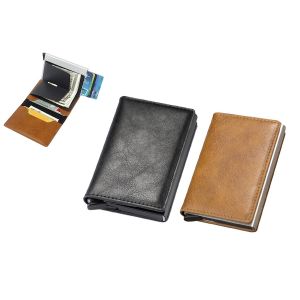 Lot de 2 portefeuilles fins avec protection RFID et pince &agrave; billets pour cartes de cr&eacute;dit et esp&egrave;ces - Neuf