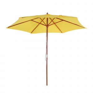 Parasol De Jardin &Oslash; 3 M Avec M&acirc;t En Bois Et Toile Polyester Uv50 Coloris Jaune 04_0010795 - Neuf