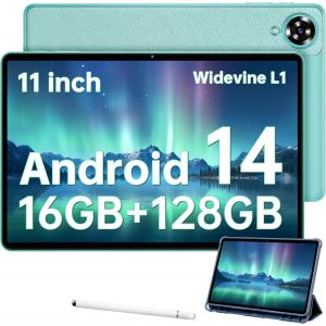 CHECARZHN--NO1-Ot11 Android 14 Tablet - 11 Pouces Tablette Gaming 16Go + 128Go (Extensible JusquÀ 1To) Tablette Tactile, Batterie 8000 Mah,Caméra 13 Mp,Dual Sim 4G,Face Id,Gps,Otg,5G Wifi,Bt5.0-Vert - Neuf
