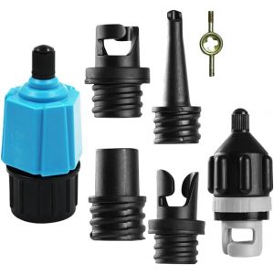 Letnerny-Adaptateur De Kayak, Adaptateur Gonfleur Paddle, Adaptateur De Pompe Sup Gonflable Avec 4 Buses De Valve D'air, Pompe De Kayak Gonflable, Pour Planche À Pagaie, Bateau Gonflable. (Bleu + Noi - Neuf