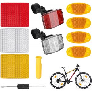 Asas-37 Pièces Catadioptre Velo,Réflecteurs De Vélo Avec 30 Autocollant Reflechissant 1 Réflecteurs Avant 1 À L'arrière Pour Vélo De Course,E-Bike - Neuf