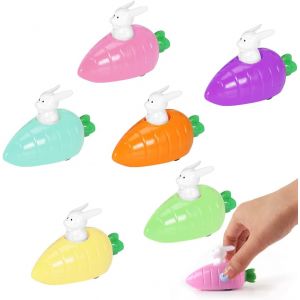 KAJGL-Jouets De P&acirc;ques,Carotte Voiture &Agrave; Tirer,Mini Pull Back Cars,Lapins R&eacute;tractables Avec Carotte,Jouet &Agrave; Remonter Cadeaux De P&acirc;ques Pour Enfants,Jouets De Voiture &Agrave; Remonter - Neuf