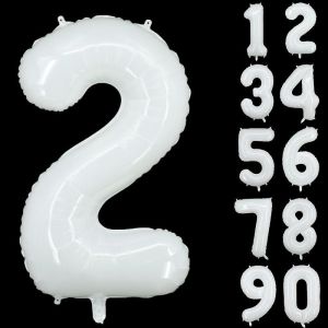 SJZG-Ballon G&eacute;ant En Aluminium En Forme De Chiffre Pour D&eacute;coration De F&ecirc;te D'Anniversaire, F&ecirc;te Pr&eacute;natale, Anniversaire De Mariage - 101,6 Cm - Blanc - Neuf