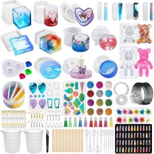 Moulle Silicone Resine Epoxy,Kit Resine Epoxy Complet,Moule Resine Epoxy,Carres,Ronds Et Cylindrique Pour Collier Boucle D'oreille,Bricolage Bijoux,Pendentif,Porte-Cl&eacute;s,Etc - Neuf