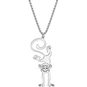 Kal-Collier De Singe Mignon En Acier Inoxydable Plaqué Or 18k Pour Femmes Filles Animaux Orang-Outans Bijoux À Pendentifs Pour Les Cadeaux De Fête - Neuf