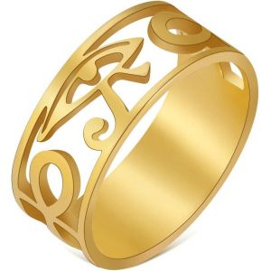 Kahfl-Bague Oeil D'horus Symbole Egyptien Ancien Oeil D'horus Anneaux Ankh Egypte Oeil De Râ Bague Amulette Bonne Chance Protection Bijoux En Acier Inoxydable Pour Hommes Femmes Noël - Neuf