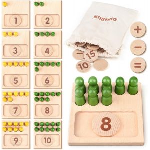 ChenQuanSarl-Montessori Jouets En Bois Jouet Educatif Jeux Bois Montessori Jeux Jeu Des Chiffres Avec Sac De Rangement Jouets D'Activit&eacute; Et De D&eacute;veloppement Enfant 3 4 5 6 Ans Garcon Fille - Neuf