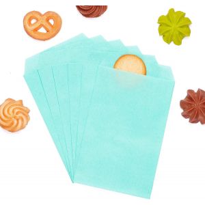 Bleu Bébé Plat Moyen Papier Sulfurisé Sacs 4"" X 6"" (10 X 15,2cm) Paquet De 100-Boulangerie Friandise Dessert Chocolat Savon - Neuf