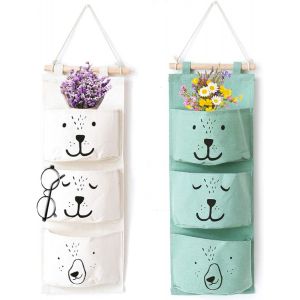 Cauc-Sac Suspendu,Sac Rangement Suspendu,Rangement Avec 3 Poches Organisateur Poche Suspendu,Sac D'entreposage,Sac Suspendu En Tissu,Sac Rangement Pour Salle De Bain,Rangement Suspendu,Chambre Storag - Neuf