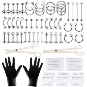 70pcs Piercing Kit En Acier Inoxydable Opale 14g 16g De Lèvre, Nez, Langue, Tragus Cartilage Daith Sourcil Nombril Anneaux De Retenue Clair Bijoux Piercing - Neuf