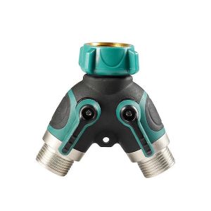 Répartiteur de tuyau 2 voies 3/4 de pouce Connecteur de robinet en Y avec vanne d'arrêt,répartiteur de tuyau d'arrosage A - Neuf