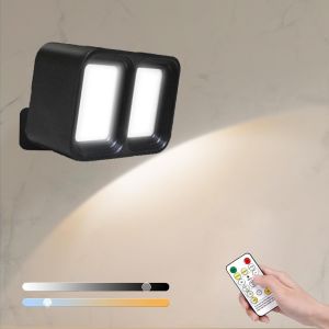 Applique Murale Interieur Led,Lampe Murale Avec T&eacute;l&eacute;commande &Agrave; Gradation Et Batterie Rechargeable Lampe De Chevet Chambre Sans Fil 360&deg; Liseuse Lampe Pour Salon,Chambre,Escalier(Noir) - Neuf