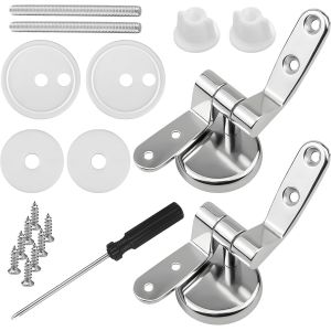 1 Paire Charni&egrave;re Abattant WC, Fixation Abattant WC Charni&egrave;re en Alliage de Zinc, Kit Fixations Remplacement pour WC Abattant Universelles, WC Si&egrave;ge Charni&egrave;re pour la Plupart Des Si&egrave;ges de WC - Neuf
