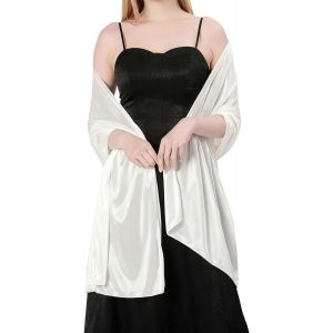 Kalanka-1 Pi&egrave;ce Chale Femme Elegant Mousseline Etoles Femme Et Doux Tulle Mousseline De Soie Echarpes Mariage Soir&eacute;e De Gala Foulard (Blanc : 65 X 180 Cm) - Neuf
