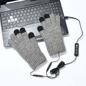 Gants Chauffants Usb Pour Hommes Et Femmes (Gris C), Mitaines Chauffantes D'hiver À Température Réglable, Chauffe-Mains Lavables, Gants Tricotés Pour Intérieur Et Extérieur, Cadeau De Noël - Neuf