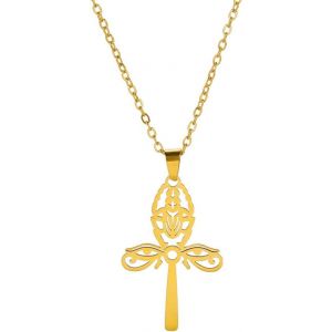 Kal-Collier Pendentif Scarabée Oeil D'horus Amulette Porte-Bonheur Clé De Vie Croix Ankh Bijoux Égyptiens De Protection Bijoux Religieux Femme - Neuf