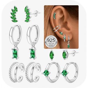 Kal-Paires Boucles D'oreilles Femme Argent 925 Plaqu&eacute;e Or 14k Cr&eacute;oles Argent Boucles D'oreilles Zircon Piercing Oreille Cartilage Petites Boucles D'oreilles Femme Or Pour Piercings Multiples - Neuf