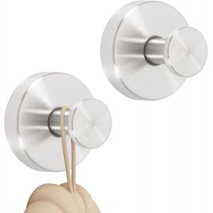 Lot de 2 patere salle de bain,patere murale salle de bain,crochets autocollants de salle de bain,accroche serviette salle de bain,crochets &agrave; ventouse pour salle de bain (argent&eacute;*2) - Neuf