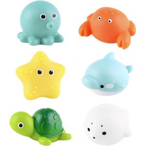 KAL-Jouet De Bain B&eacute;b&eacute; Sans Trou 6 Animaux Flottants &Eacute;tanches, Jouet Bain B&eacute;b&eacute; 1 2 3 Ans, Jouet De Bain Pour Enfant Baignoire, Jouet Bain Gar&ccedil;on Fille Sans Moisissure - Neuf