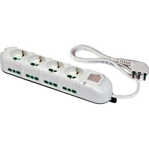 48132-B Multiprise Électrique 12 Places Avec 4 Prises Universelles Et 8 Prises Bivalentes Italiennes Latérales Multiprise Grande Fiche 16 A Couleur Blanche - Neuf