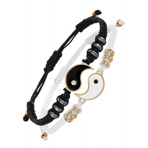 Kalanka-¿¿ Yin Yan Bracelet En Corde Réglable 2 Pièces De Bracelets Assortis De Cordon Réglable Ajuste La Taille Du Bracelet, Fabriqué À La Main En Corde, Bracelet Pour Femme, Homme, Adolescent, 30 C - Neuf