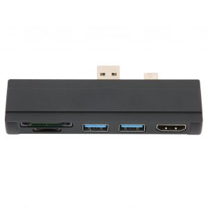 Lecteur de carte memoire 5 en 1 5 Gbit/s pour Surface Dock, resolution 4K, coque en aluminium, hub USB 3.0 a echange a chaud pour Windows 10 et Windows XP, noir - Neuf