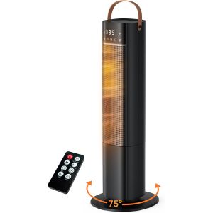 Chauffage d'Appoint, 2000W PTC Chauffage Electrique, Oscillant &agrave; 75&deg;, 3 Modes, Minuterie 24H, T&eacute;l&eacute;commande, Protection contre Basculement/Surchauffe, Radiateur Soufflant pour Chambre, Salon, Bureau - Neuf