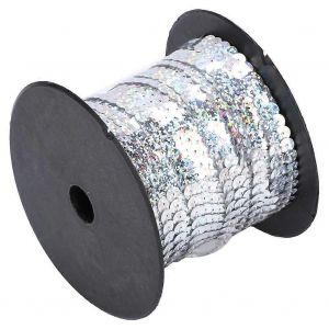 100 Yard Corde De Paillettes En Rsine Plastique 6mm Accessoire Dcoratif Laser Argent (Laser Silver 100 Yard Roll) - Neuf