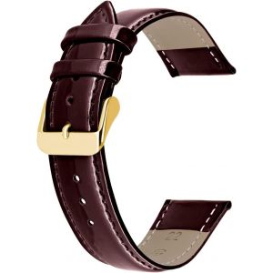 Kal-Bracelet De Montre En Cuir Véritable Brillant Pour Hommes Femmes Noir Bleu Rouge Avec Boucle Argent Or Rose 12mm 14mm 16mm 18mm 20mm 22mm - Neuf