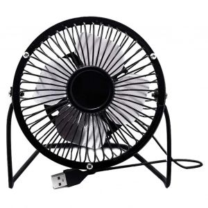 HJLIAN Mini ventilateur de bureau portable, alimente par USB, rotation a 360¡ã, silencieux, 4 pales, 4 pouces, noir, 5 V - Neuf