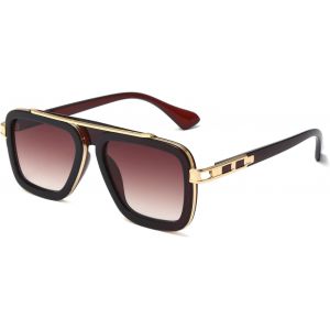 Lunettes De Soleil Carré Homme Femme, Rétro Lunettes De Soleil Pilote À Monture Métallique Carrée Lunettes Carre Vintage Uv400, 52mm - Neuf