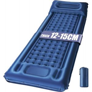Letnerny-Matelas De Camping Auto-Gonflant, Matelas De Couchage Gonflable 12cm Épaisseur, Matelas De Camping Étanche Connectable Individuel Avec Pompe Intégrée, Lit D'air Ultraléger Pour Tente Voyage - Neuf