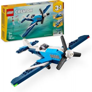 DDA-Creator 3-en-1 Aéronef : l¿Avion de Course - Se transforme en Avion à réaction ou en hélicoptère - Jeu de Construction pour garçons et Filles Amateurs de véhicules - Idée Cadeau dès 7 Ans 31160 - Neuf