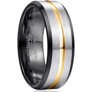 Bnhgc-Bague Homme/Femme En Tungstène 8mm, Bague Anneau De Mariage/Fiançailles/D'amitié/Bague De Qualité Multicolore Bijoux De Mode, Taille 47(15.0)-80(25.5) - Neuf