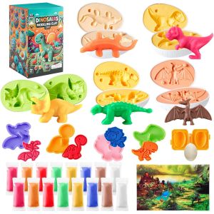 Kit de pétrissage pour enfants à partir de 3 ans 38 accessoires de pétrissage avec moules dinosauresoutil de pâte à modelertapis de jeucadeau pour garçons et filles âgés de 3 à 12 ans - Neuf